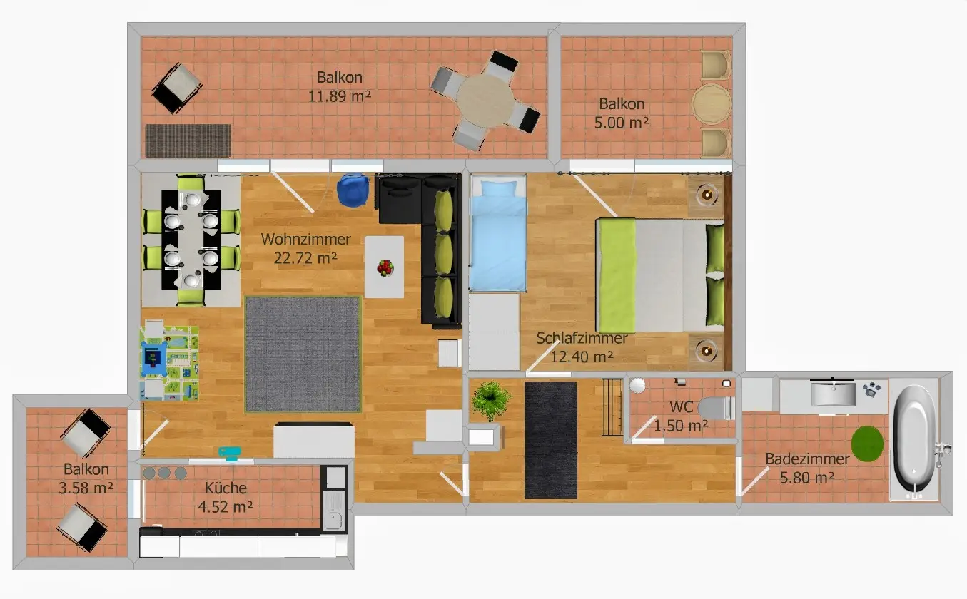 Wohnungslayout Appartement Azalea