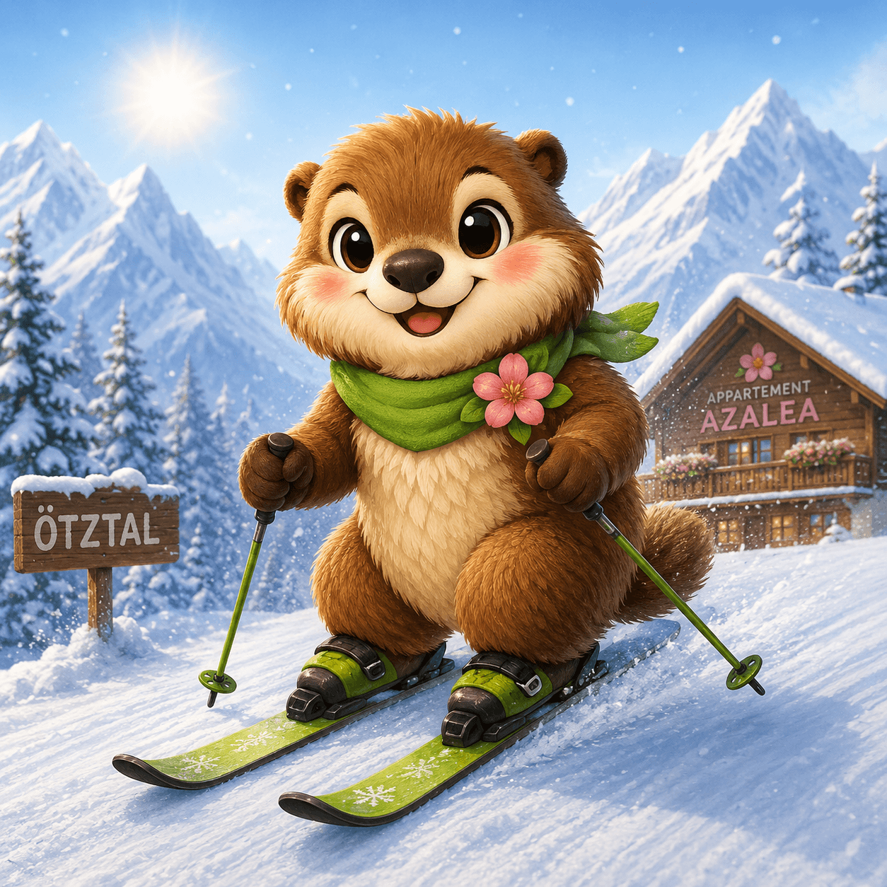Murli im Winter mit Ski
